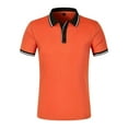 thumbnail image 1 of Men's Casual Ribbed Lapel Button Business Color Block T Shirt For Men, 1 of 4