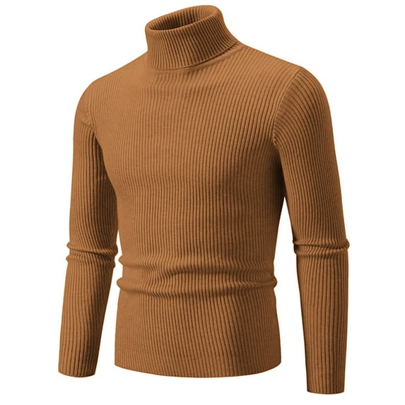 Men's Casual Ribbed Slim Fit Knitted Pullover Lightweight Turtleneck Sweater Basic Tops
