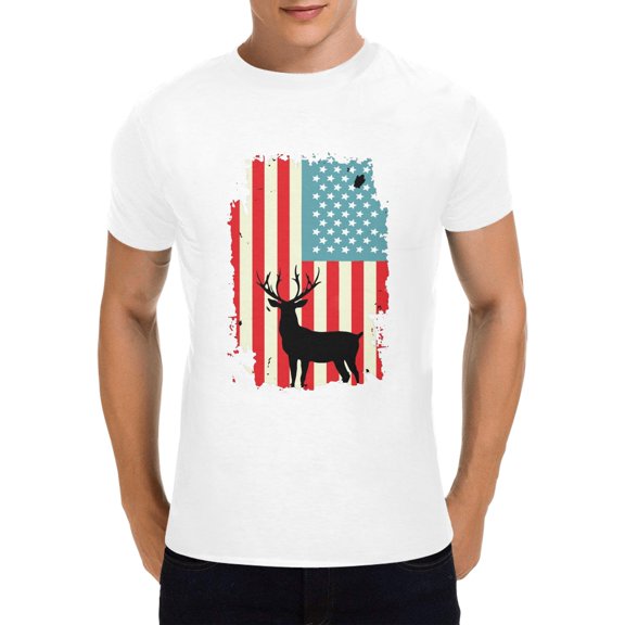 Men's Casual Round Neck T-shirt American Flag Shirt Loose Short Sleeve Top Pullover