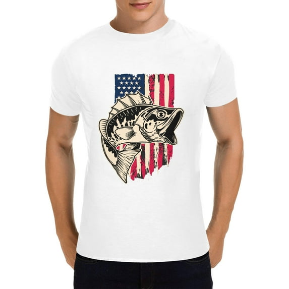 Men's Casual Round Neck T-shirt American Flag Shirt Loose Short Sleeve Top Pullover