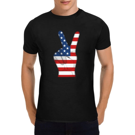 Men's Casual Round Neck T-shirt American Flag Shirt Loose Short Sleeve Top Pullover