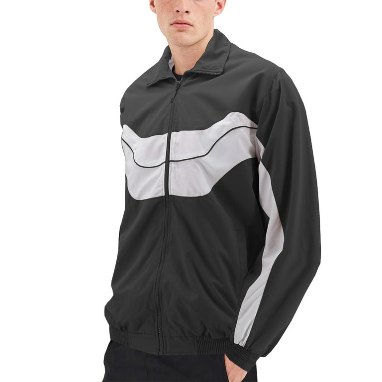 Men s Casual Running Working Out Jogging Gym Fitness Zipper Track Jacket Black 3XL Walmart