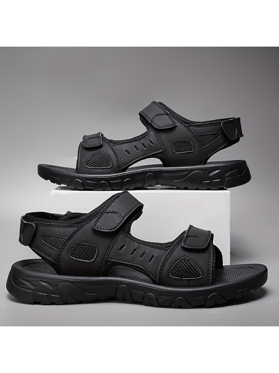 Men's Casual Sandals, Geometric Pattern, Breathable Fabric Upper & Inner, Round Toe, TPR Sole, Hook,All-Season Comfortable Outdoor Hiking Shoes, High-Quality Non-Slip Sole, Durable Large Size