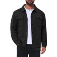 thumbnail image 1 of Men's Casual Shacket Button Long Sleeves Trucker Jacket for Everyday Wear L Black, 1 of 6