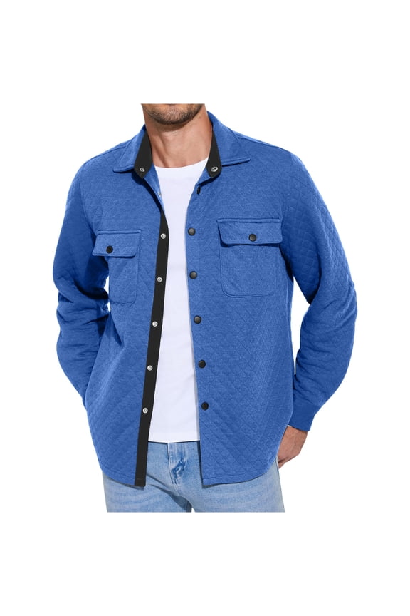 Men's Casual Shirt Jacket Lightweight Shacket Jacket Quilted Button Down Jackets