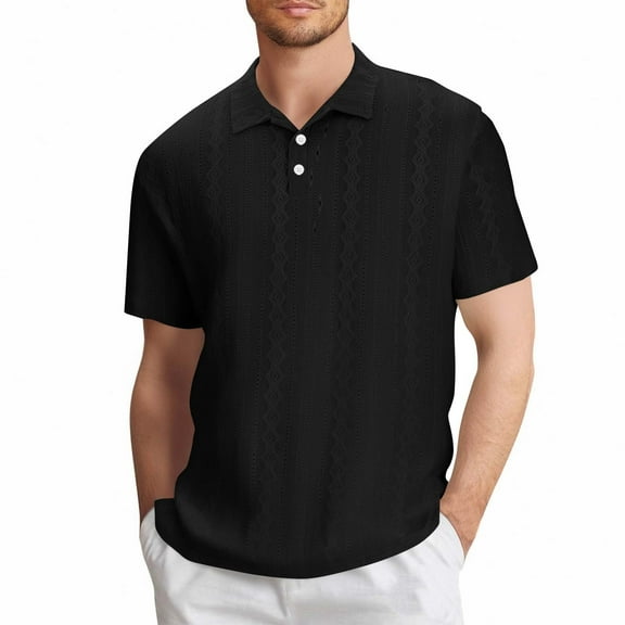 Men's Casual Shirt, Short Sleeve Button-Down with Loose Fit, Soft Polyester Spandex Blend for Comfortable Daily Wear