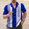 thumbnail image 1 of Men's Casual Shirts Shirt Bowling Striped Graphic Prints Geometry Cuban Collar Black Light Green Wine Blue Outdoor Short Sl, 1 of 6