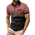 thumbnail image 1 of Men's Casual Shirts Short Sleeve Fashion Golf Shirt Classic Striped Slim Fit T-Shirts, 1 of 6
