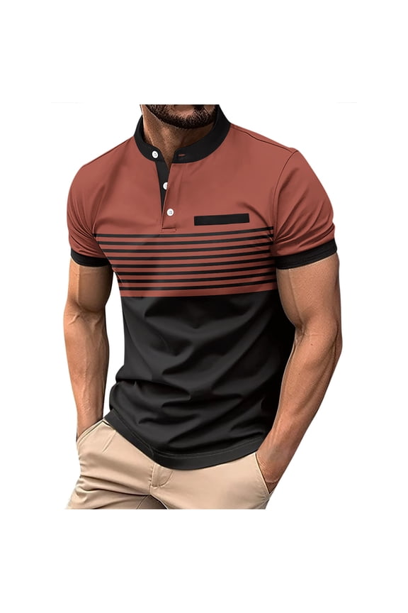 Men's Casual Shirts Short Sleeve Fashion Shirt Classic Striped Slim Fit T-Shirts