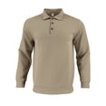 thumbnail image 1 of Men's Casual Shirts Solid Color Jacquard Long Sleeve Lapel Collar 1/4 Button Down Loose T-Shirt Blouse Tops (XXL, Khaki), 1 of 3