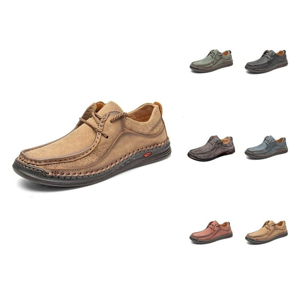 Men's Casual Shoes Breathable Comfortable On Loafers For Daily Wear Flat Sole Leather Upper Fashion Sneakers Men Running Shoes