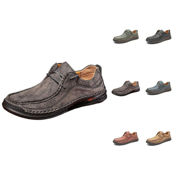 Men's Casual Shoes Breathable Comfortable On Loafers For Daily Wear Flat Sole Leather Upper Fashion Sneakers Wide Mens Shoes