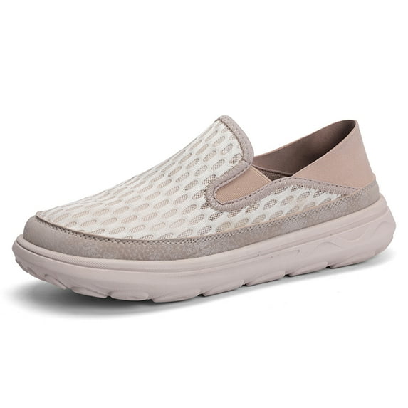 Men's Casual Shoes Fashion Breathable Fabric Lightweight Comfort Padded Sneakers Walking Running Slip-on Athletic Outdoor White 6.5 US