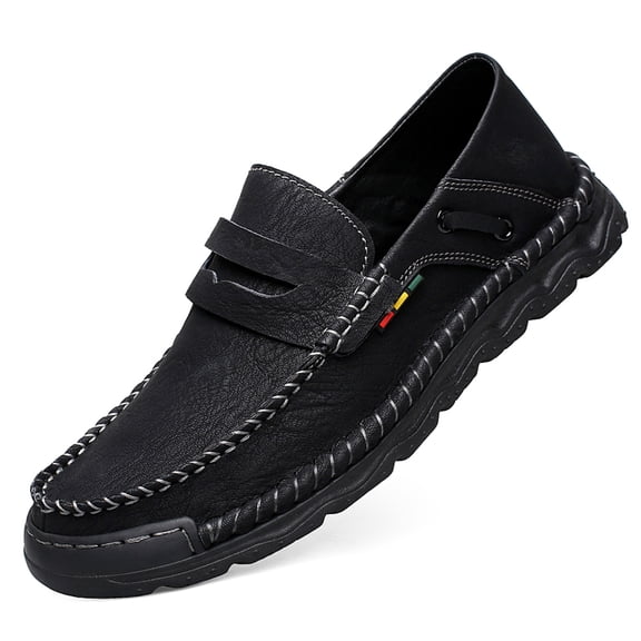 Men's Casual Shoes Loafers Shoes Slip-On Walking Driving Shoes Comfortable Hand Stitching Non-Slip Loafer Shoes Moccasins Classic Black 8