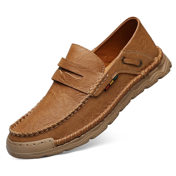 Men's Casual Shoes Loafers Shoes Slip-On Walking Driving Shoes Comfortable Hand Stitching Non-Slip Loafer Shoes Moccasins Classic Bronze 12