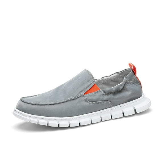 Men's Casual Shoes Men Lightweight Comfortable Soft Breathable Canvas Loafers Boat Shoes Sneakers Walking Slip-On Flat Gray 10.5 US