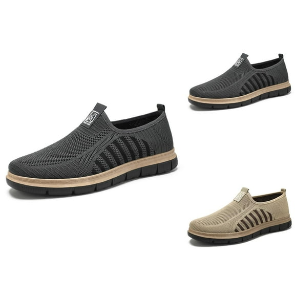 Men's Casual Shoes Soft Sole Comfortable Flying Weave Shoes One Foot Stirrup Dad Shoes Breathable Not Stinky Feet Mesh Shoes Hundred Men's Shoes Shoe