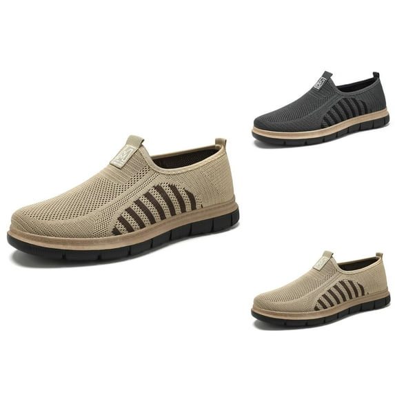 Men's Casual Shoes Soft Sole Comfortable Flying Weave Shoes One Foot Stirrup Dad Shoes Breathable Not Stinky Feet Mesh Shoes Hundred Men's Shoes Men’S Shoes