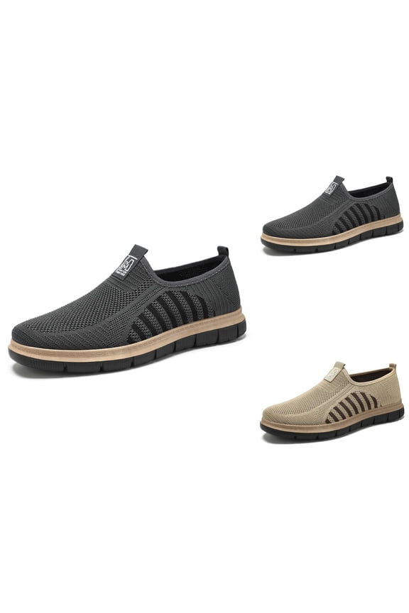 Men's Casual Shoes Soft Sole Comfortable Flying Weave Shoes One Foot Stirrup Dad Shoes Breathable Not Stinky Feet Mesh Shoes Hundred Men's Shoes Zapatos Hombre