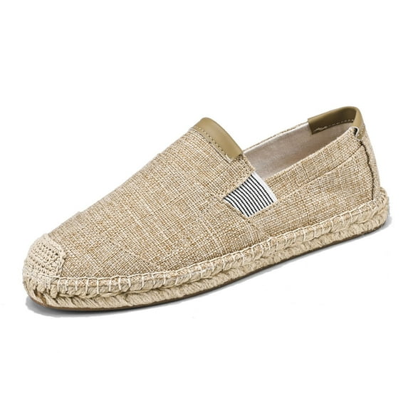 Men's Casual Shoes Trendy Breathable Linen Sneakers Stylish Espadrille Fisherman Footwear For Everyday Wear 8 Khaki