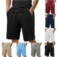 thumbnail image 1 of Men's Casual Short Pants 10" Inseam Chevron Jacquard Textured Soft Summer Beach Bermuda Shorts with Drawstring Elastic Waist for Travel, Athletic Workout Shorts, 1 of 6