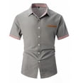 thumbnail image 1 of Men's Casual Short Sleeve Button Down Dress Shirt Denim Work Shirts, 1 of 5