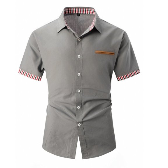 Men's Casual Short Sleeve Button Down Dress Shirt Denim Work Shirts