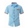 thumbnail image 1 of Men's Casual Short Sleeve Button Down Dress Shirt Denim Work Shirts, 1 of 5