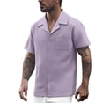 thumbnail image 1 of Men's Casual Short Sleeve Button Down Fashion Shirt - Summer Lapel Solid Color Style for Comfortable Wear, 1 of 5