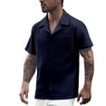 thumbnail image 1 of Men's Casual Short Sleeve Button Down Fashion Shirt - Summer Lapel Solid Color Style for Comfortable Wear, 1 of 5