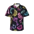thumbnail image 1 of Men's Casual Short Sleeve Button Down Hawaiian Shirts,Neon Flamingo Banana Palm Trees Shirts Regular Fit Beach Summer Shirts with Front Pocket,L, 1 of 7