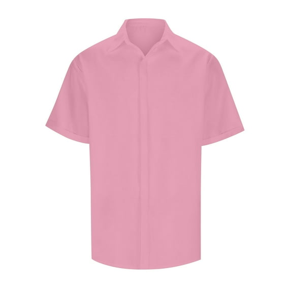 Men's Casual Short Sleeve Button Down Shirt Solid Color Summer Beach Relaxed Fit Collared Shirt with Pocket for Everyday Wear