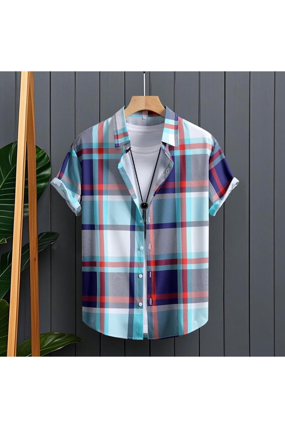 Men's Casual Short Sleeve Button-Down Shirt with Tropical Floral Print, Breathable Quick-Dry Fabric for Beach and Daily Wear