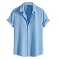 thumbnail image 1 of Men's Casual Short Sleeve Button Down Shirt with Turn Down Collar for Work and Daily Wear, 1 of 4