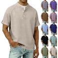 thumbnail image 1 of Men's Casual Short Sleeve Button Up Shirt Cotton Collared Shirt Breathable Summer Quick Dry Lightweight Daily Wear Beach Vacation Golf | TOPLIU,Army Green L, 1 of 8
