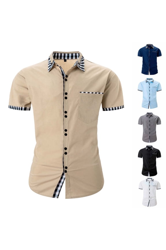 Men's Casual Short Sleeve Button Down Shirt With Pocket | Cuban Collar Lattice Print Quick Dry Shirt | Summer Beach Vacation Gym Streetwear Husband Dad | Zenithor,Black L