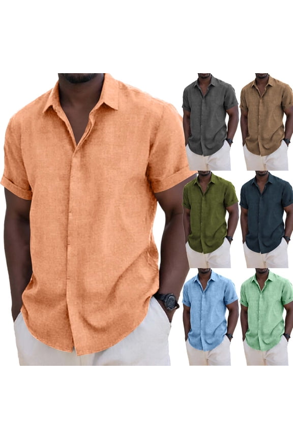 Men's Casual Short Sleeve Button Down Shirt Stylish Solid Color Vacation Top Tee for Beach Holiday Office Work Business Casual Daily Wear Loose Fit Concealed Placket | Ihhxva,Light Blue L
