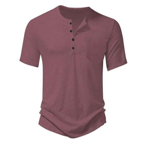 Men's Casual Short Sleeve Button Up Tee Solid Color Comfortable Top For Daily Wear Outdoor Spring Summer Activities Lightweight Breathable Mens Summer Lightweight Pullover Tee Shirts