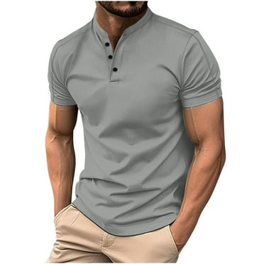 Men's Casual Short Sleeve Button-Up Shirt with Stand Collar | Loose Fit Top for Daily Wear | S-XXXL Sizes Available