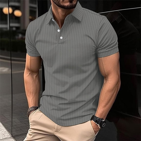 Men's Casual Short Sleeve Cotton Polyester Pullover Blouse with Turndown Collar, Breathable Mesh, and Moisture Wicking for Outdoor and Daily Wear