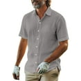 thumbnail image 1 of Men's Casual Short Sleeve Linen Shirt Lightweight Breathable Shirts, 1 of 2
