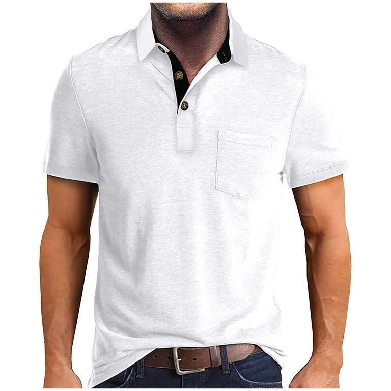 Men's Casual Short Sleeve Polo Shirt with Pocket Stylish and