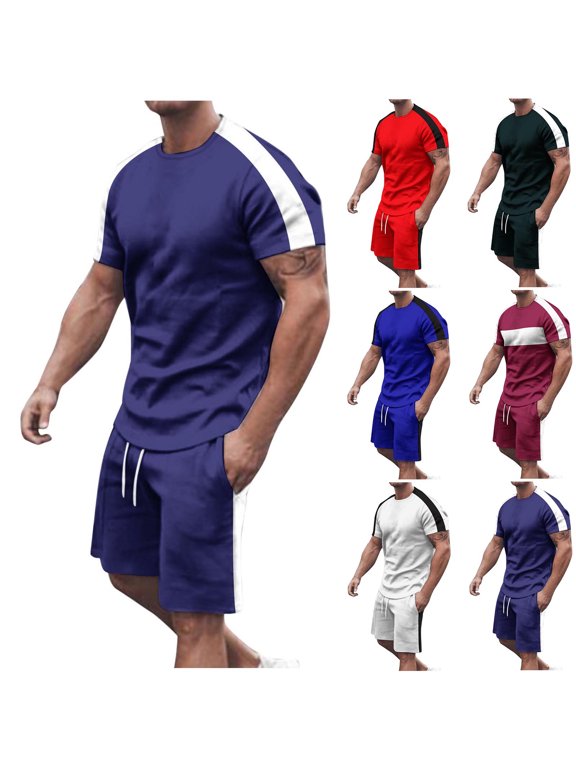 Men's Casual Short Sleeve Round Neck Printed T-Shirt and Shorts Set 2 Piece Outfit Loose Fit Summer Beach Vacation Streetwear Loungewear Modern Fashion Essential | AESTIVO,White L