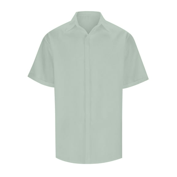 Men's Casual Short Sleeve Shirt Button Down Collar Comfortable Breathable Stylish Loose Fit Pure Color Top for Spring Summer Daily Wear Mens Summer Lightweight Pullover Tee Shirts