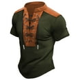 thumbnail image 1 of Men's Casual Short Sleeve Shirt with Stand Collar and Drawstring Detail in Breathable Polyester Fabric, 1 of 3