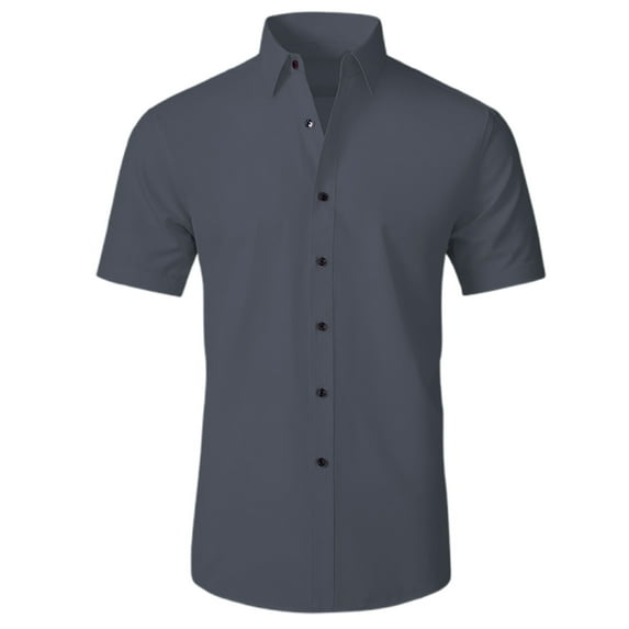 Men's Casual Short Sleeve Shirts Stylish Daily Wear Versatile Solid Color Button Down Tops for Spring Summer Fall Ideal for Every Occasion and for Layering Mens T-Shirts Colored Printed Cotton V Neck