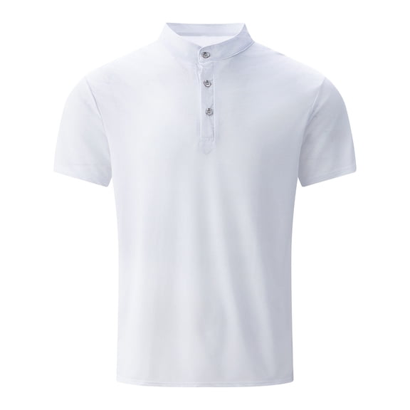 Men's Casual Short Sleeve Solid Color Button-Down Shirt for Summer