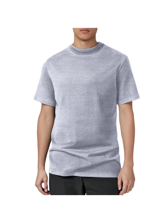 Men's Casual Short Sleeve T Shirt Comfortable Double Layer Half Neck Loose Fit Top for Everyday Wear and Active