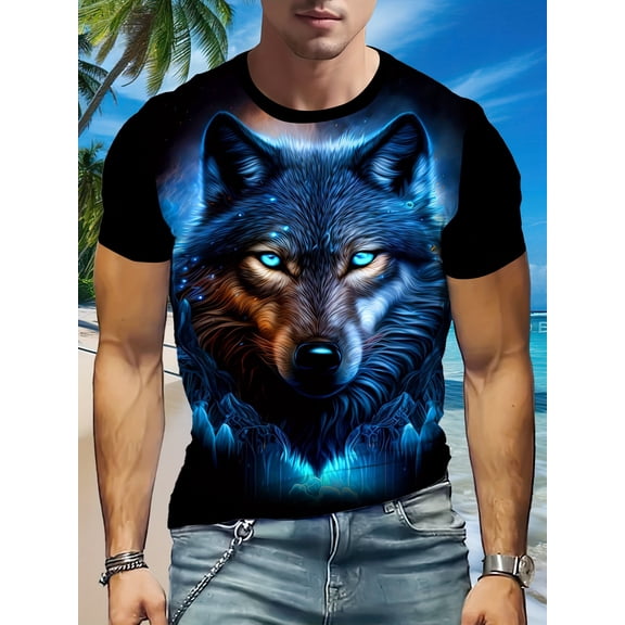 Men's Casual Short Sleeve T-Shirt, Made of Breathable Polyester Knitted Fabric, Round Neck Design, Fashionable Casual Style Suitable for Daily and Leisure Occasions