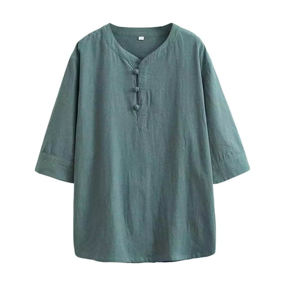 Men's Casual Short Sleeve T-Shirt Round Neck Solid Color Mandarin Collar Relaxed Fit Spring Summer Tee for Daily Home Wear Comfortable Breathable Lightweight Men's Loose Fit Casual Fashion Shirt